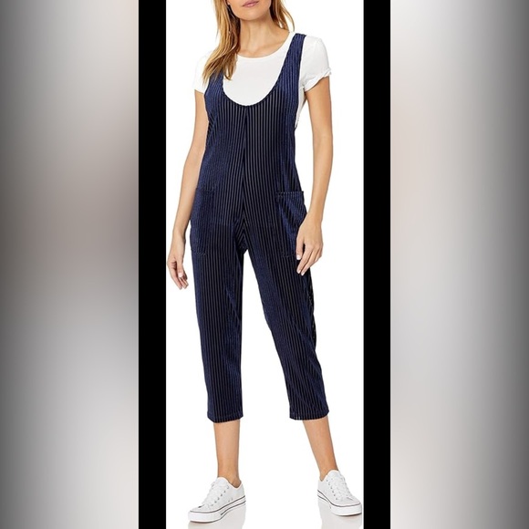 Only Hearts French Navy Striped Overall Jumpsuit - Picture 1 of 5